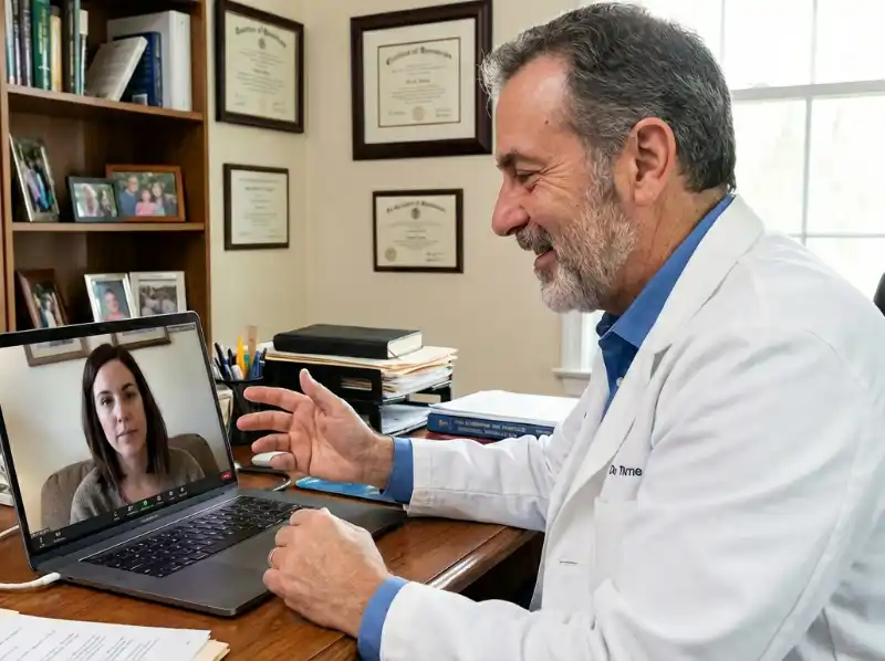 Dr J having a telemedicine visit